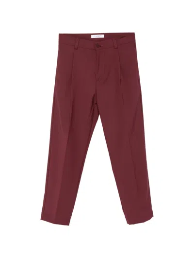 Paolo Pecora Kids' Pleat-detail Tailored Trousers In Burgundy