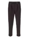 Paolo Pecora Pleated Belted Trousers In Brown