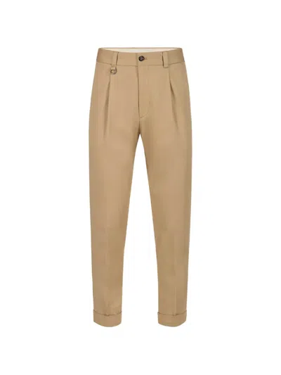 Paolo Pecora Pleated Turn-up Trousers In Brown