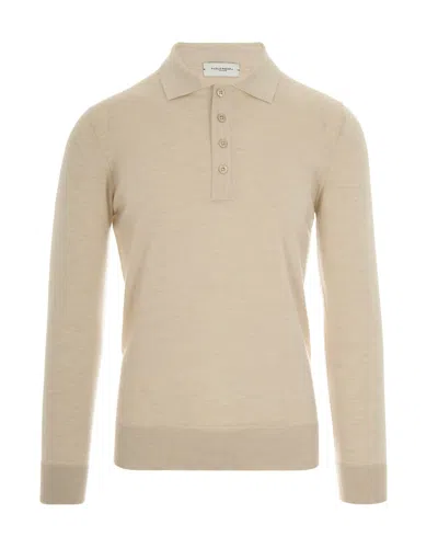 PAOLO PECORA BEIGE KNITTED POLO SHIRT