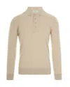 Paolo Pecora Long-sleeve Virgin-wool Polo Shirt In Neutral