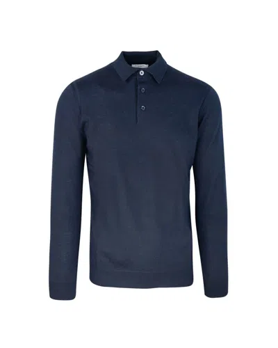 Paolo Pecora Extrafine Merino Wool Polo In Blau 1