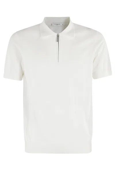 Paolo Pecora Polo Shirt With Zip Collar And Ribbed Trims In White
