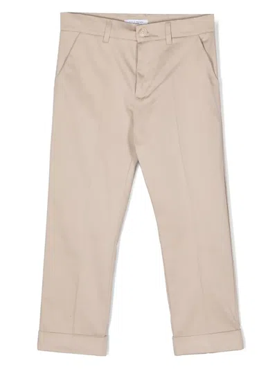 Paolo Pecora Kids' Pressed-crease Smart Trousers In Neutrals