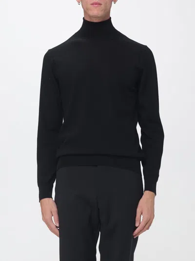 Paolo Pecora Pure Wool Long-sleeved Turtleneck With Ribbed Trim In Black