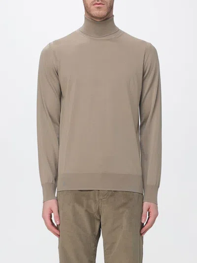 Paolo Pecora Pure Wool Long-sleeved Turtleneck With Ribbed Trim In Brown