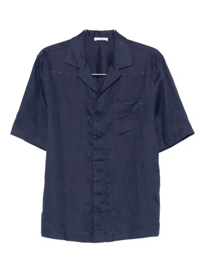 Paolo Pecora Revere-collar Linen Shirt In Blue