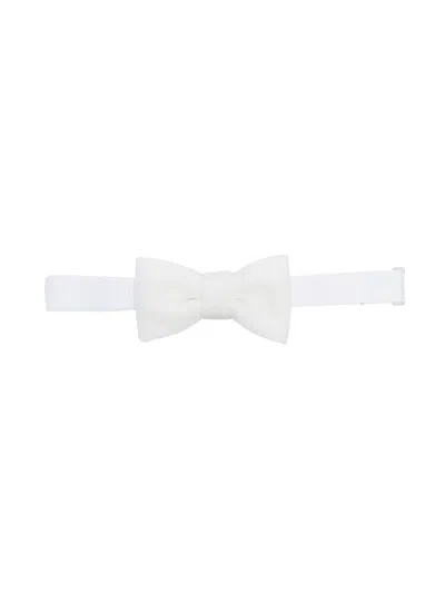 Paolo Pecora Kids' Ribbed Band Bow Tie In White
