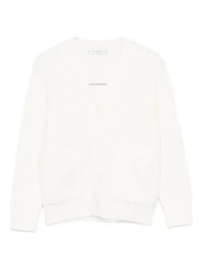 Paolo Pecora Kids' Ribbed Button Cardigan In White