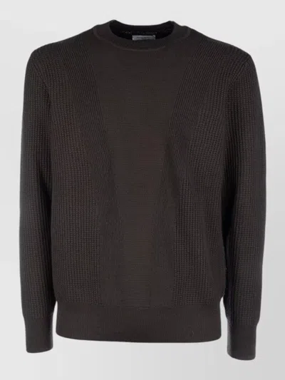 Paolo Pecora Ribbed Crew Neck Knitwear Long Sleeves In Brown
