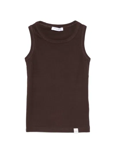 Paolo Pecora Kids' Ribbed Tank Top In Brown