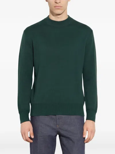 Paolo Pecora Ribbed-knit Crew-neck Sweater In Green