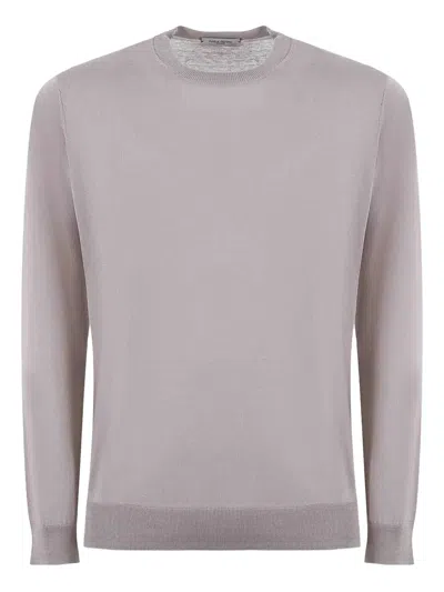 Paolo Pecora Round-neck Long-sleeve Sweater In Gray