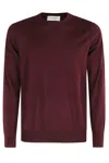 Paolo Pecora Round-neck Sweater In Deep Moost With Smooth Knit In Black