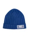 Paolo Pecora Rubberised-logo Beanie Hat In Blue