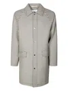 Paolo Pecora Scuba Checked Coat In Gray