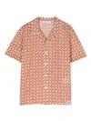 Paolo Pecora Graphic-print Cotton Blend Shirt In Brown