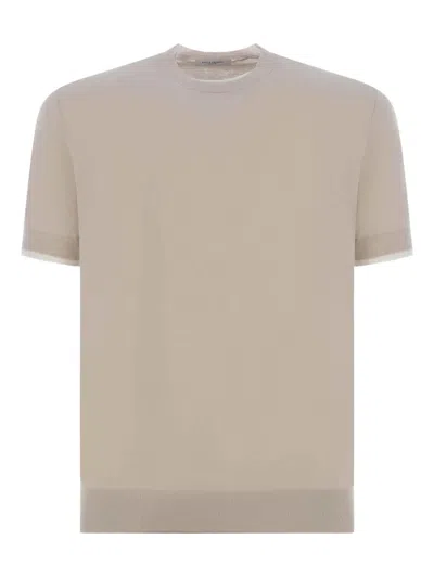 Paolo Pecora Short-sleeve Crew-neck Sweater In Neutral