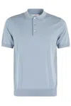 Paolo Pecora Slim Fit Polo With Light Blue Ribbed Edges In Blue