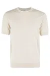 Paolo Pecora Short-sleeved Crew-neck Knit Top With Design In Neutrals