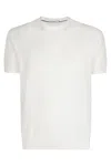 Paolo Pecora Short-sleeved Crew-neck Knit Top With Design In White