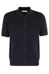Paolo Pecora Short-sleeved Polo-style Knit Shirt With Textured Pattern In Blue