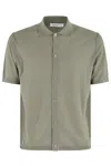 Paolo Pecora Short-sleeved Ultra-fine Cotton Shirt With Pointed Collar In Gray