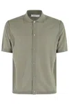Paolo Pecora Short-sleeved Ultra-fine Cotton Shirt With Pointed Collar In Grey