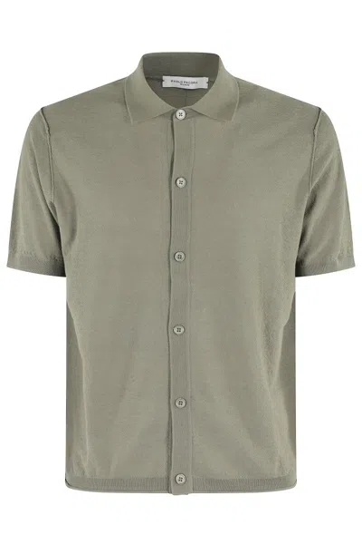 Paolo Pecora Short-sleeved Ultra-fine Cotton Shirt With Pointed Collar In Grey