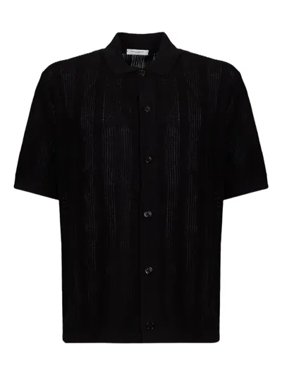 Paolo Pecora Short-sleeves Knitted Shirt In Black
