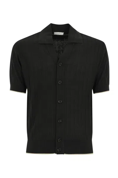 Paolo Pecora Silk And Cotton Knit Shirt In Brown