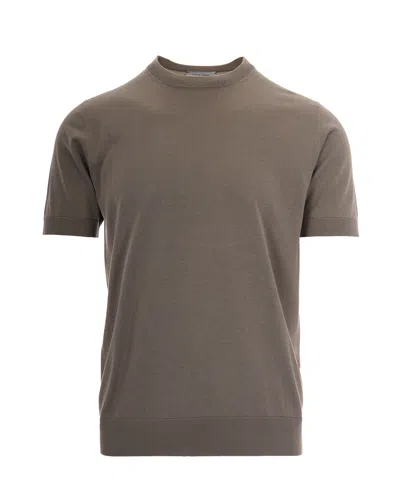 Paolo Pecora Silk And Cotton Knit T-shirt In Brown