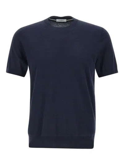 Paolo Pecora Silk-blend T-shirt In Blue