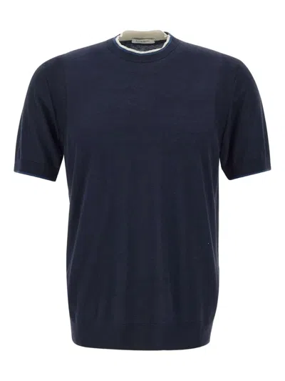 Paolo Pecora Silk-blend T-shirt In Blue