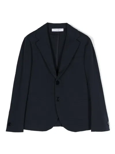 Paolo Pecora Kids' Single-breasted Cotton Blazer In Blue