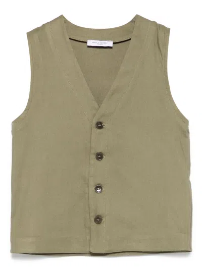 Paolo Pecora Kids' Single-breasted Gilet In Green