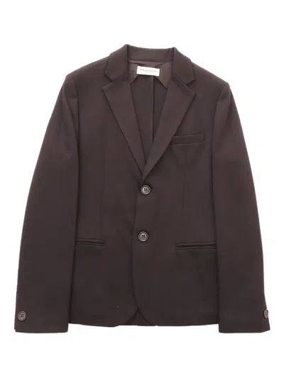 Paolo Pecora Kids' Single-breasted Notched-lapel Blazer In Brown