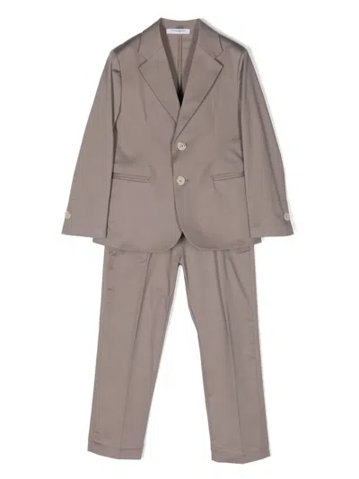 Paolo Pecora Kids' Single-breasted Poplin Suit In Neutrals