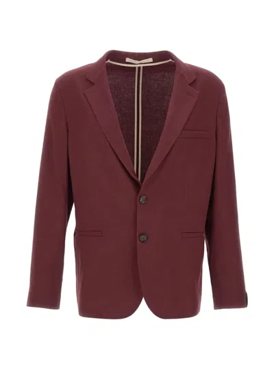 Paolo Pecora Single-breasted Linen Blazer In Red