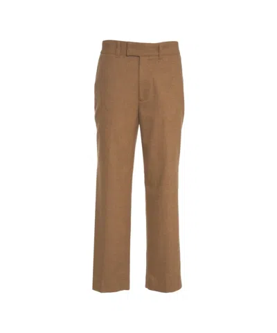 Paolo Pecora Straight-leg Brown Chinos With Tailored Detailing In Multi
