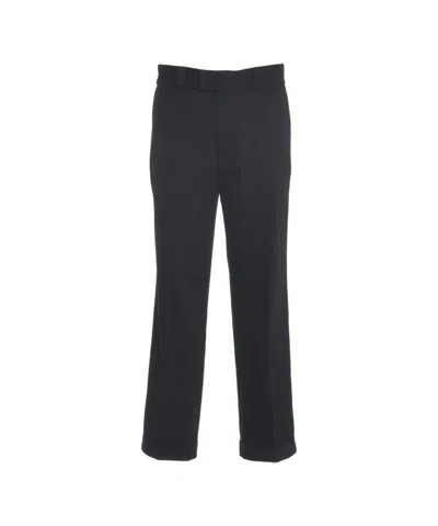 Paolo Pecora Straight-leg Chino Pants With Turned-up Hems And Side Pockets In Black
