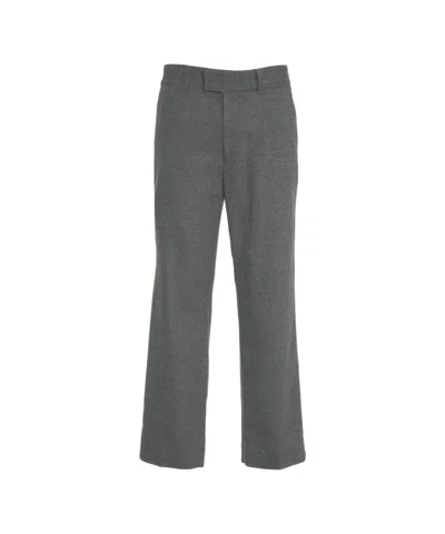 Paolo Pecora Straight-cut Grey Chinos With Mid-rise Fit And Practical Pockets In Gray
