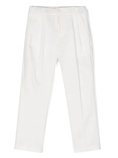 Paolo Pecora Kids' Straight-leg Slim-fit Chinos In White