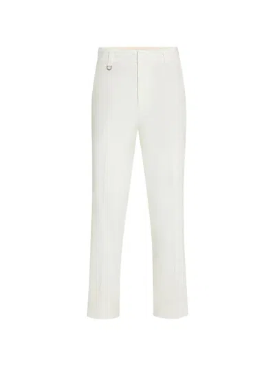 Paolo Pecora Stretch-linen Loose-fit Chino Trousers In White