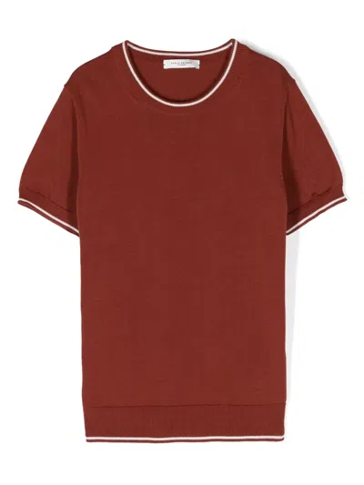 Paolo Pecora Kids' Stripe-edge Cotton T-shirt In Red