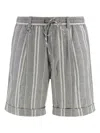 Paolo Pecora Striped Bermuda Shorts In Grey