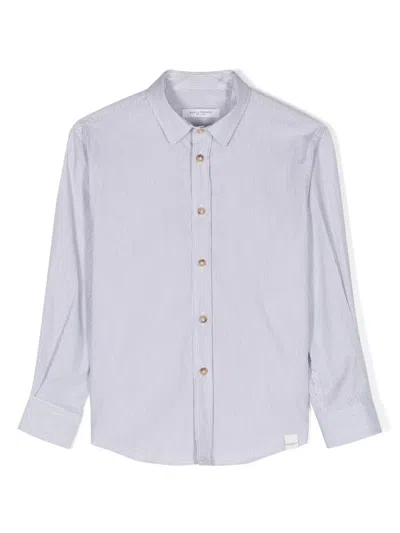Paolo Pecora Kids' Striped Cotton Shirt In Weiss