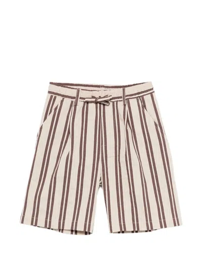 Paolo Pecora Kids' Striped Drawstring Shorts In Brown