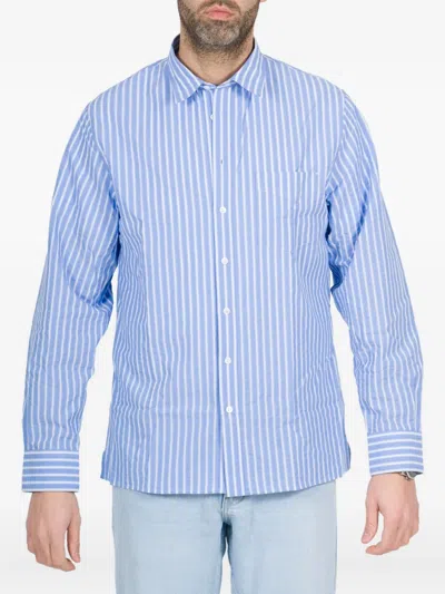 Paolo Pecora Striped Long-sleeved Shirt In Blue