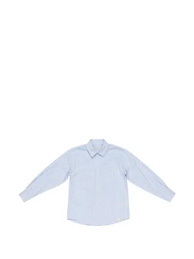 Paolo Pecora Kids' Striped Pocket Shirt In Blue